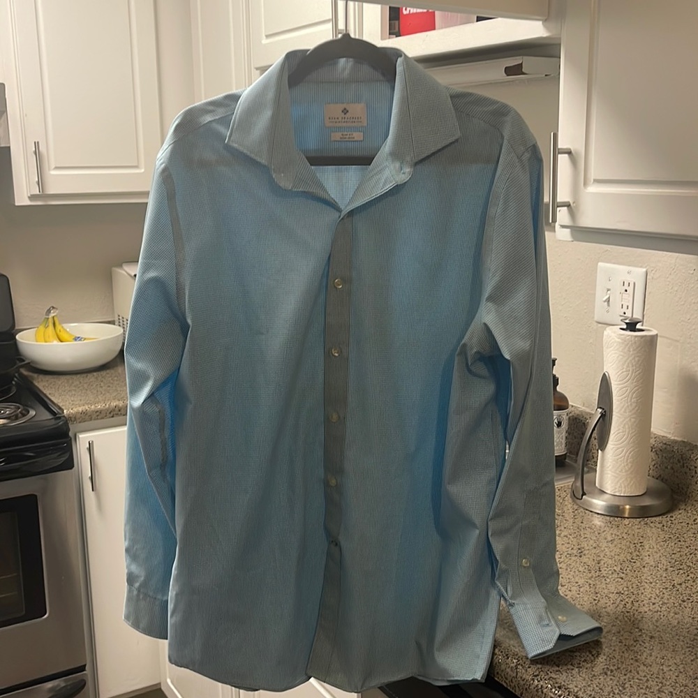 Button down Ryan seacrest light blue dress shirt